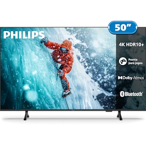 Smart TV 50" 4K Philips 50PUG7300/78 UHD Titan OS Pixel Precise Comando de Voz Preta