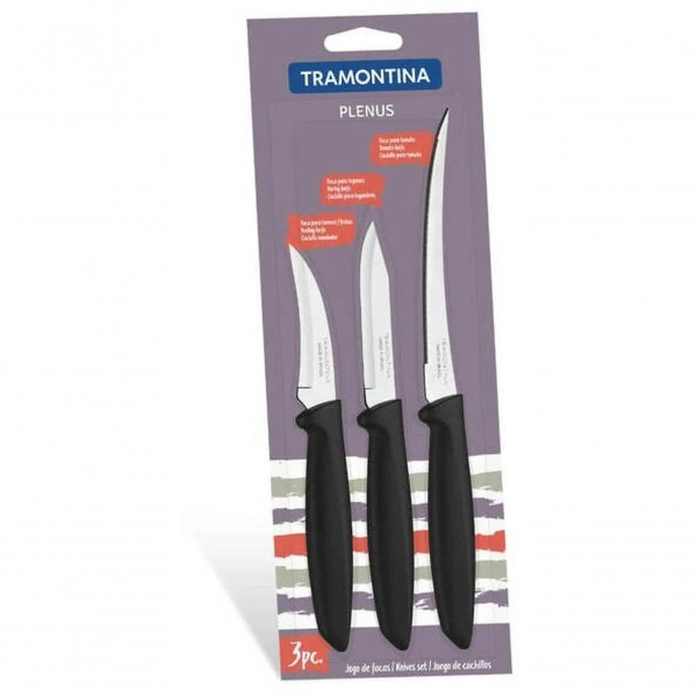 Jogo De Facas Tramontina Plenus 3 Peças Preto