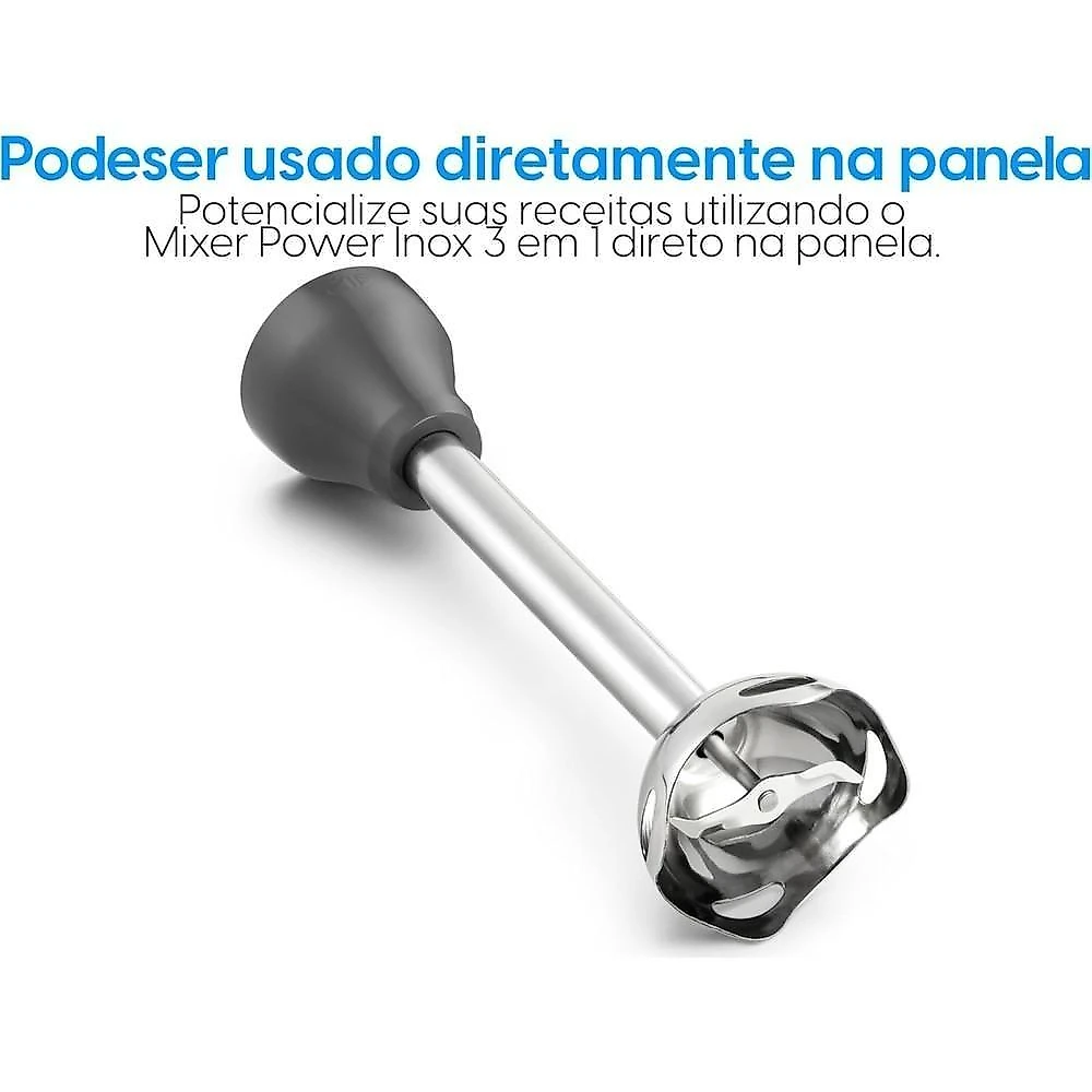 Mixer de Alimentos Cinza Lunar Inox 600W 3 em 1 Copo 700ml Elgin 110V