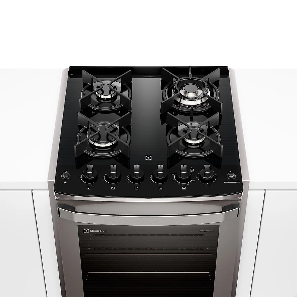 Fogão de Embutir Electrolux Experience com Mesa Vidro e Grill Cinza - FE4EG 110