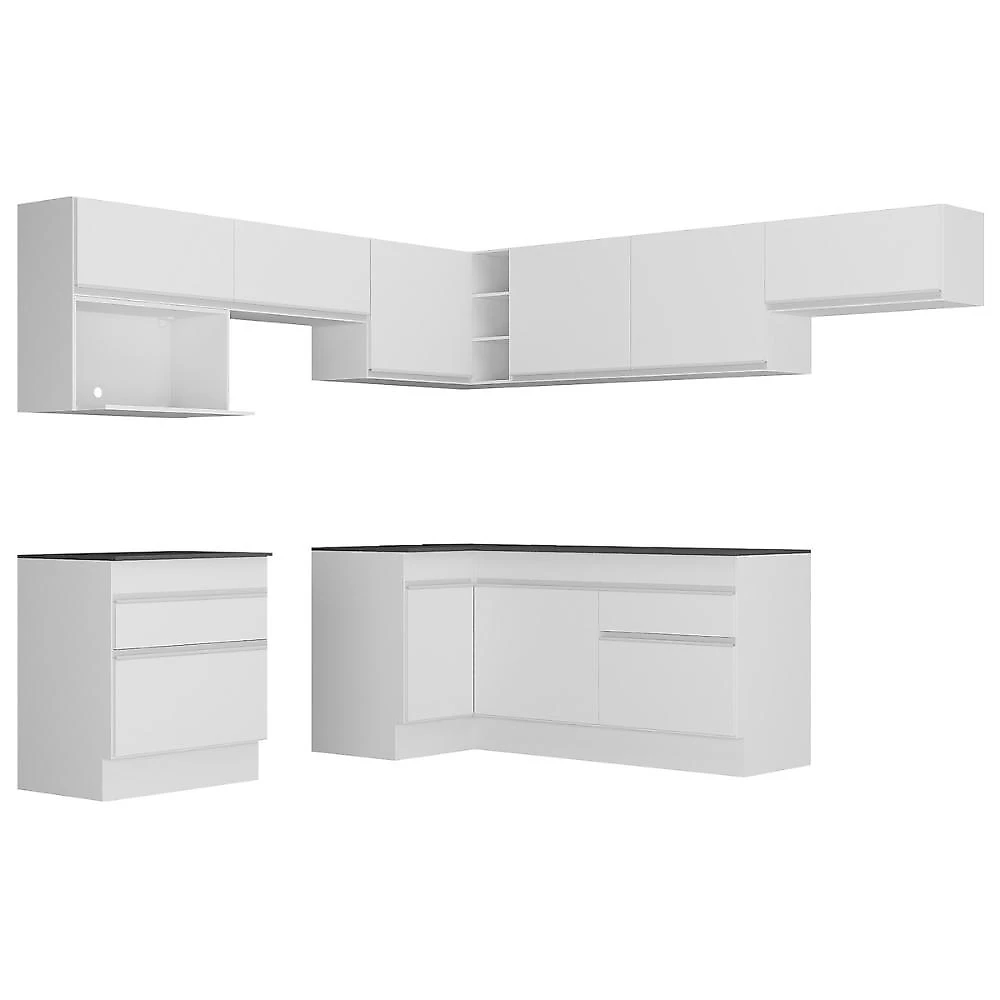 Cozinha Completa Compacta Armário Canto FL2106 Multimóveis Branco
