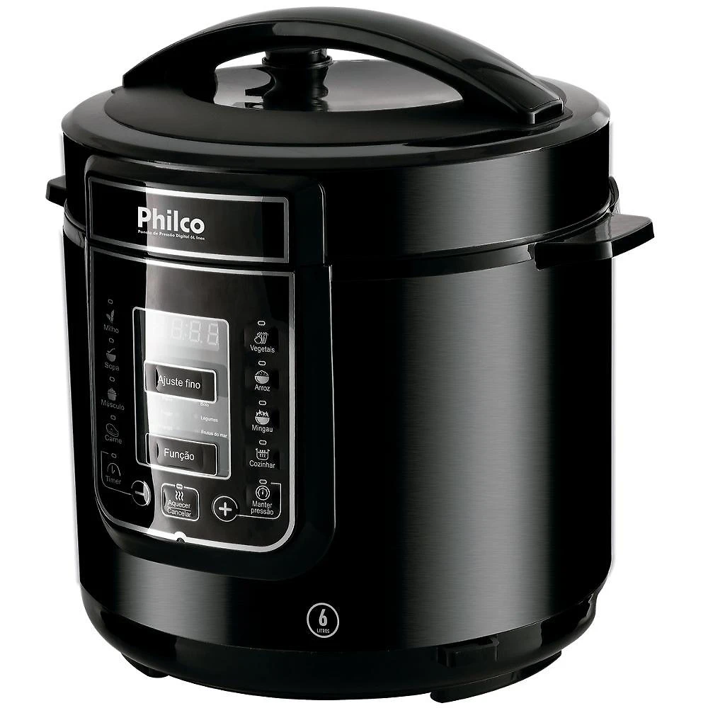 Panela Elétrica de Pressão Philco Inox Preto Digital 6L PPPP 01