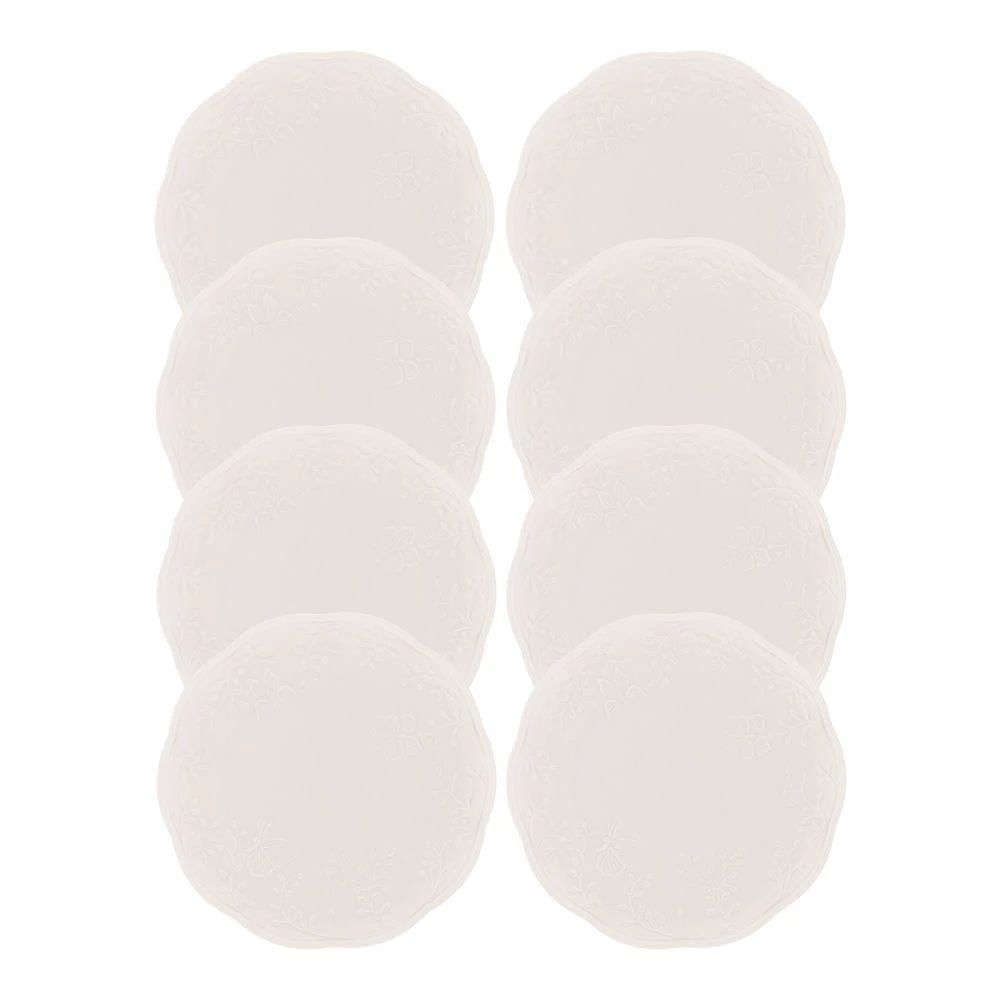 Jogo 8 Prato De Sobremesa Porcelana New Bone Butterfly Branco Off White Lyor 19cm