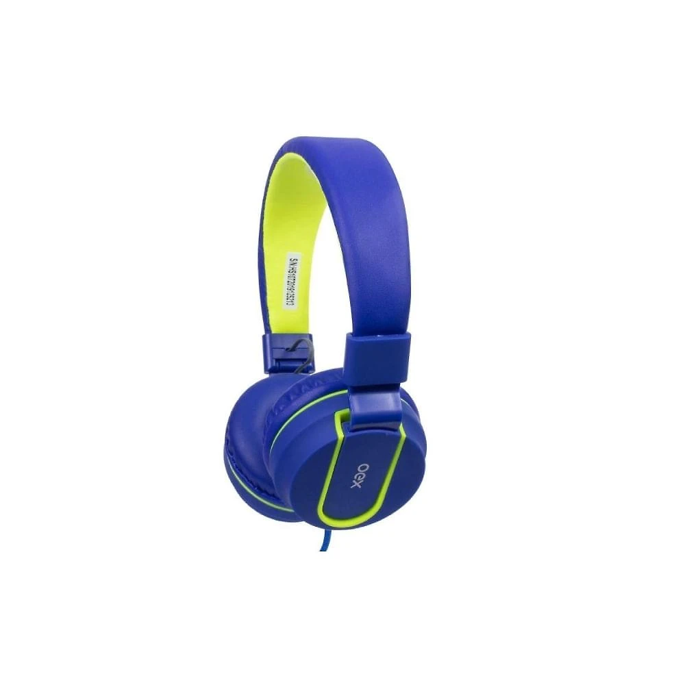Fone de ouvido com microfone dobravel oex teen fluor hs107 - azul e verde azul/verde