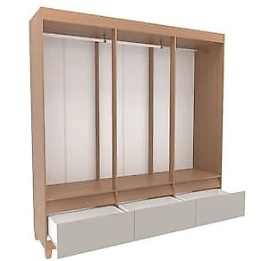 Guarda-Roupa Casal Bartira Ilhéus 6 Portas de Bater 3 Gavetas Externas MDF - 180cm de Largura Avelã/Capuccino