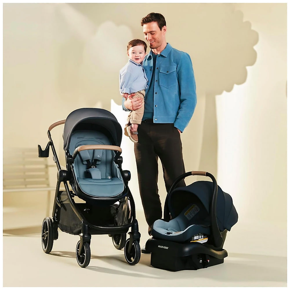 Sistema de Passeio Maxi-Cosi Zelia Pro 5-em-1 com Bebê Conforto Mico Pro Preto Caviar Cáspio