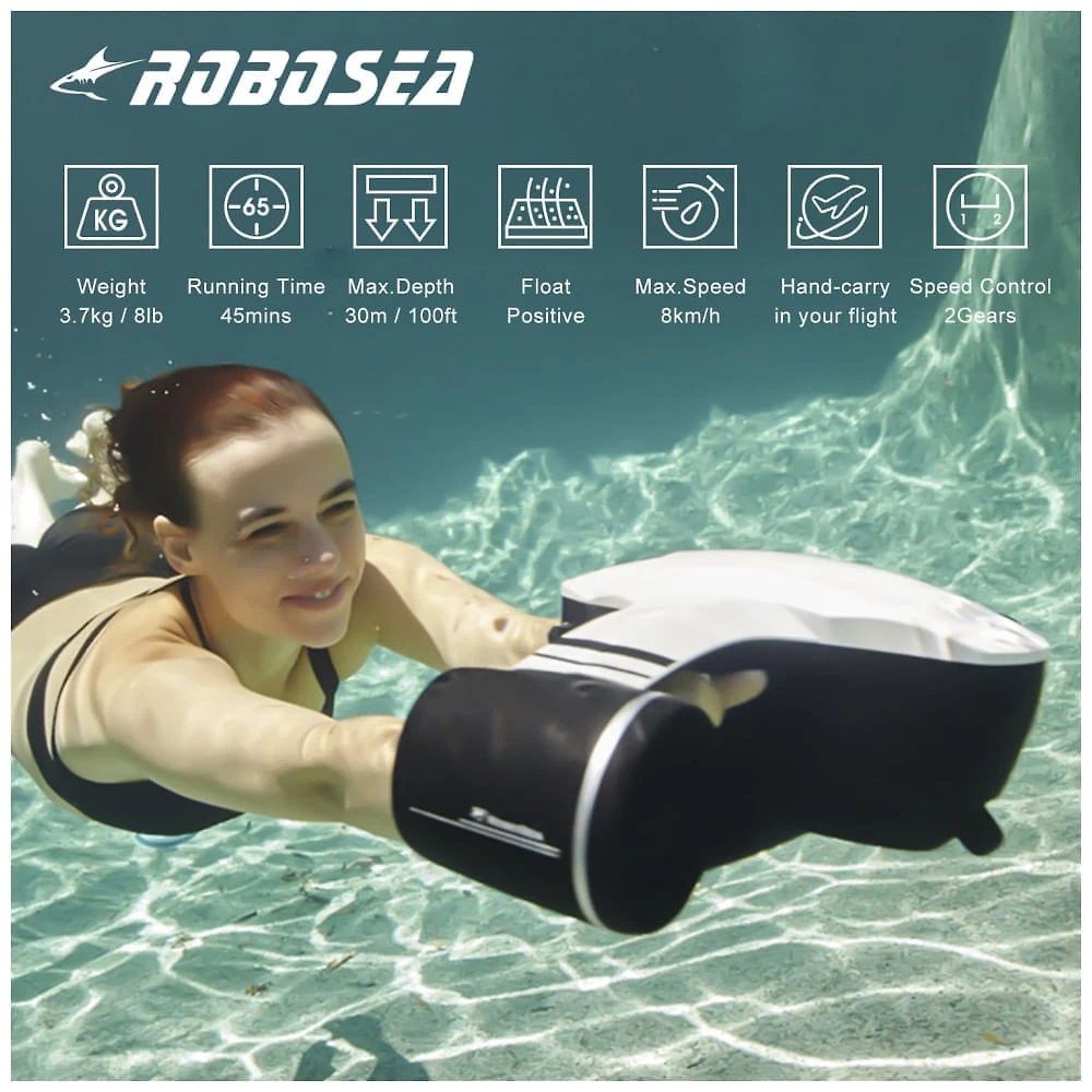 Scooter Subaquática Propulsor de Mergulho com 2 Velocidades e Câmera de Ação para Adultos, YOUGYM, Branco