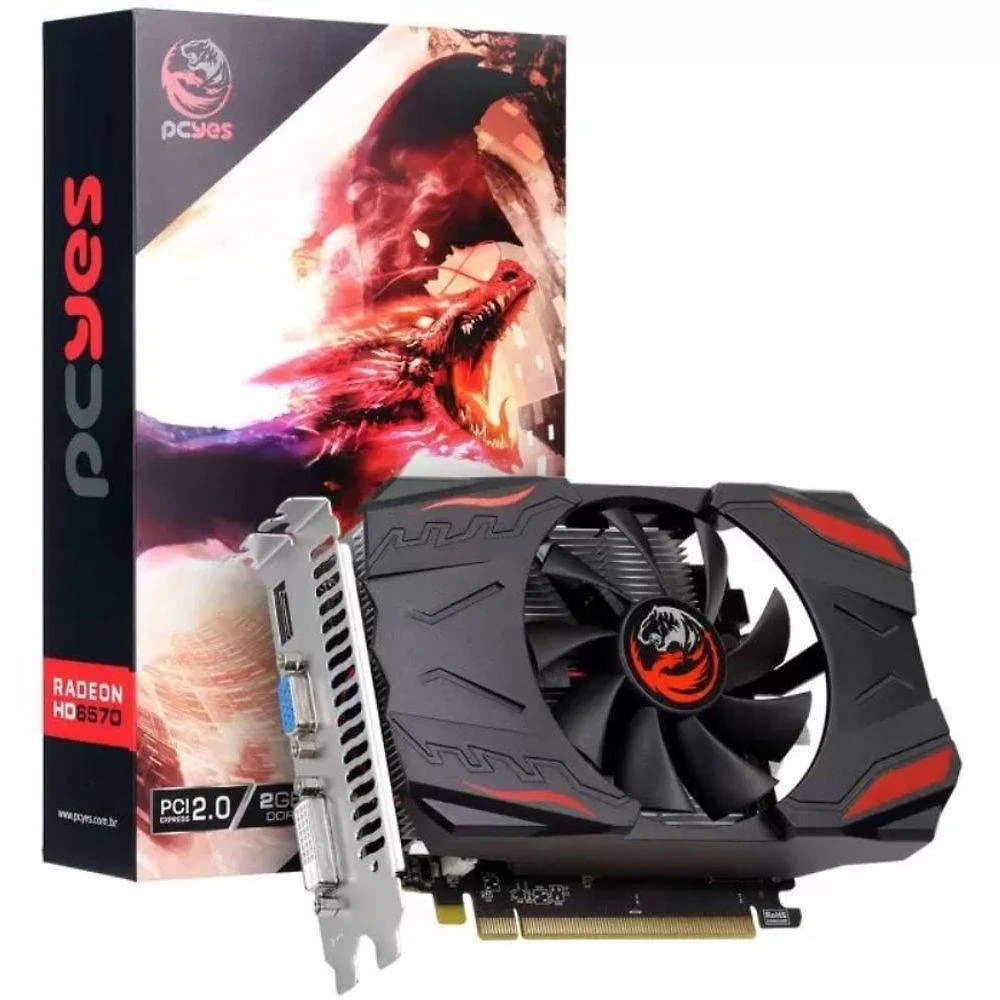 Placa de Vídeo PJ6570HDR3SF 2GB GDDR3 VGA HDMI DVI PCI-E 2.0 Pcyes