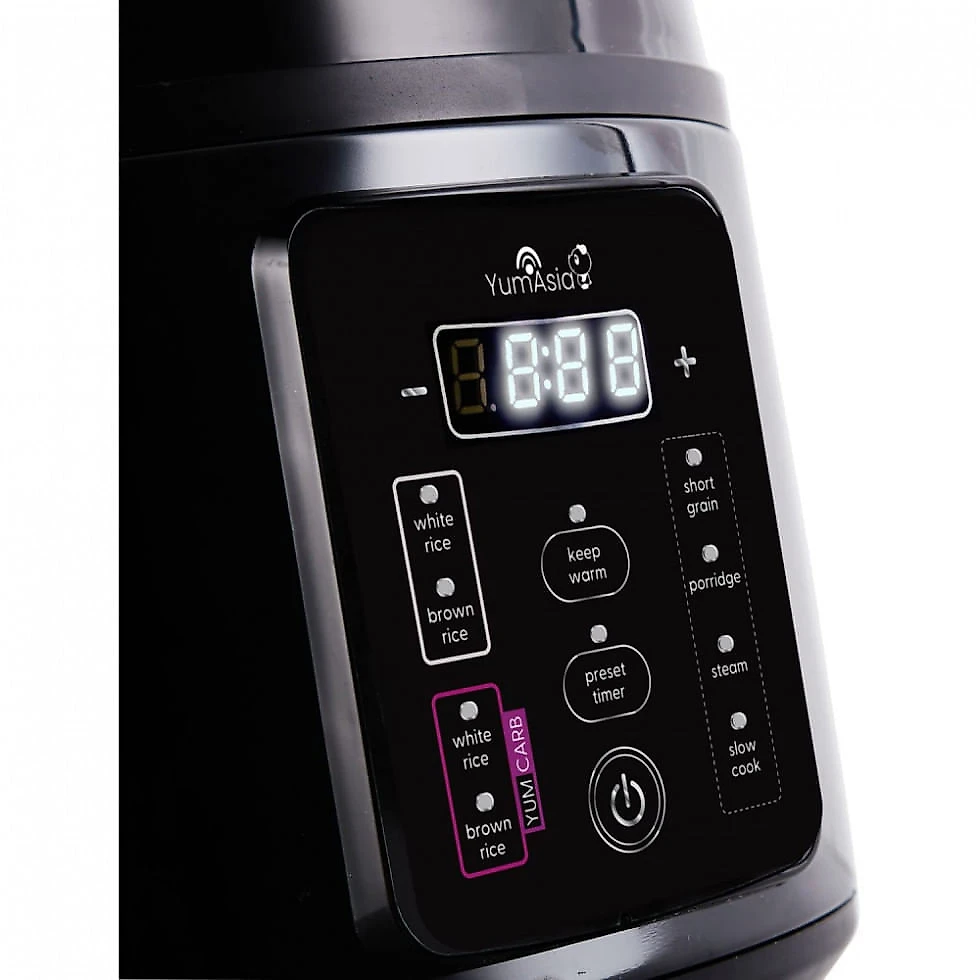 Panela de Arroz Elétrica até 5 Xícaras não Cozidas com 3 Funções, 110V 500W, Yum Asia, Preta