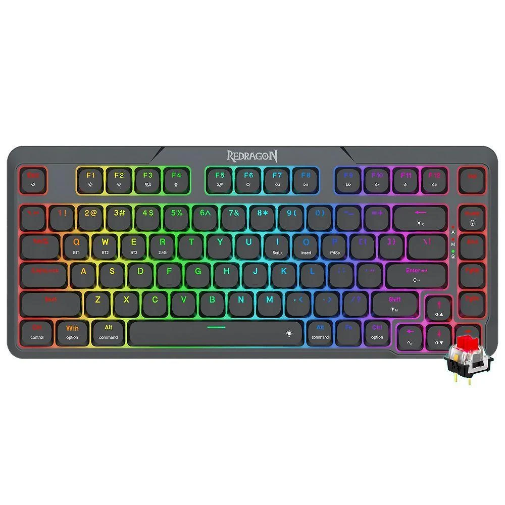 Teclado Gamer Redragon K706RGB-PRO Aether Pro Wireless Switches RED Preto