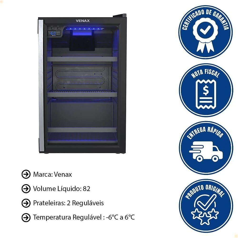 Cervejeira Venax Blue Light 102 Litros Preto Fosco 220V Expvbl102 37702