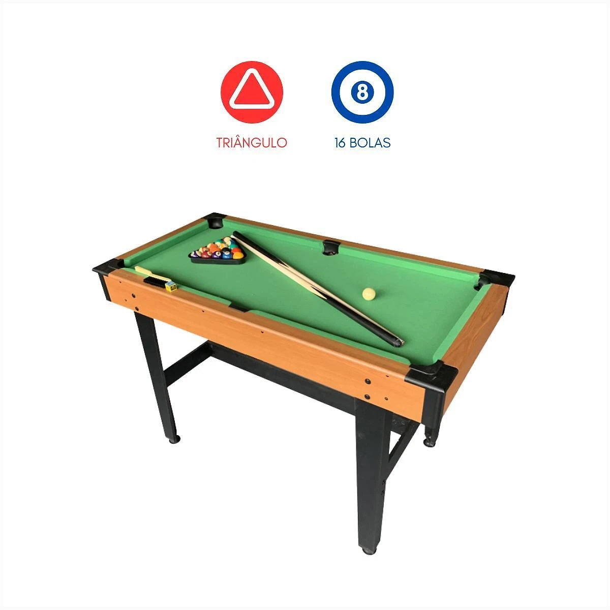 Miniatura Mesa De Bilhar Infantil Sinuca Grande 16 Bolas Triângulo Giz