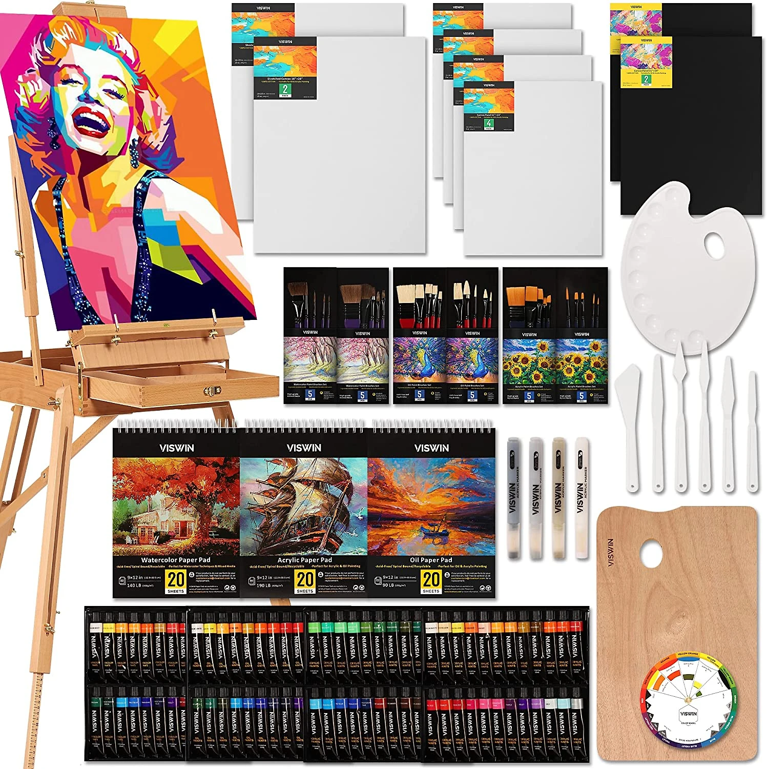 VISWIN Kit de Pintura Conjunto Artístico com 151 Peças I
