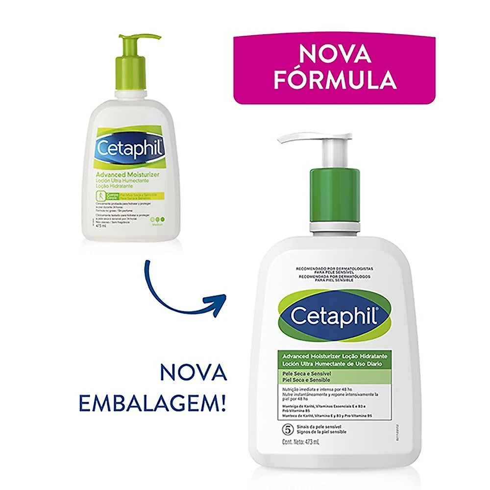 Loção hidratante corporal cetaphil advanced moist 473ml