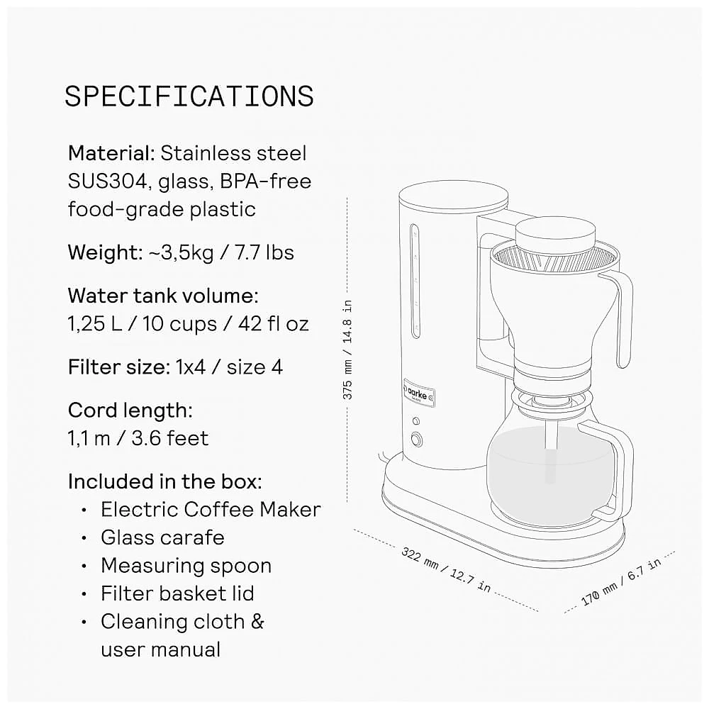 Cafeteira elétrica Aarke com jarra de vidro e aço inox 10 xícaras 1