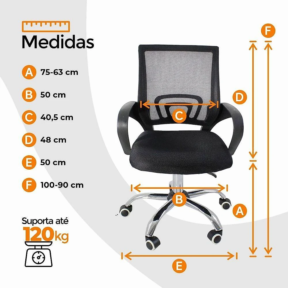 Kit 2 Cadeiras De Escritorio Begonia Ergonomico Preto
