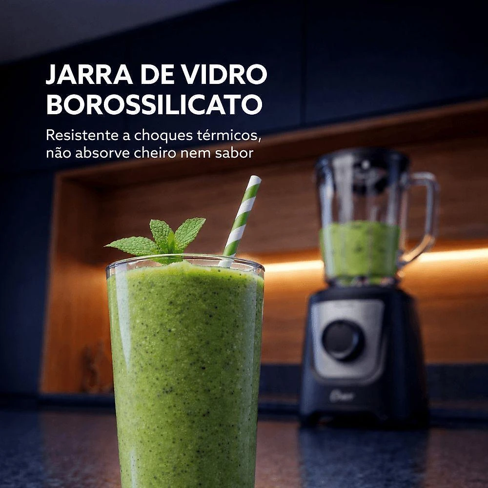 Liquidificador Oster OLIQ510 750W 1,5L Jarra de Vidro Preto 220V