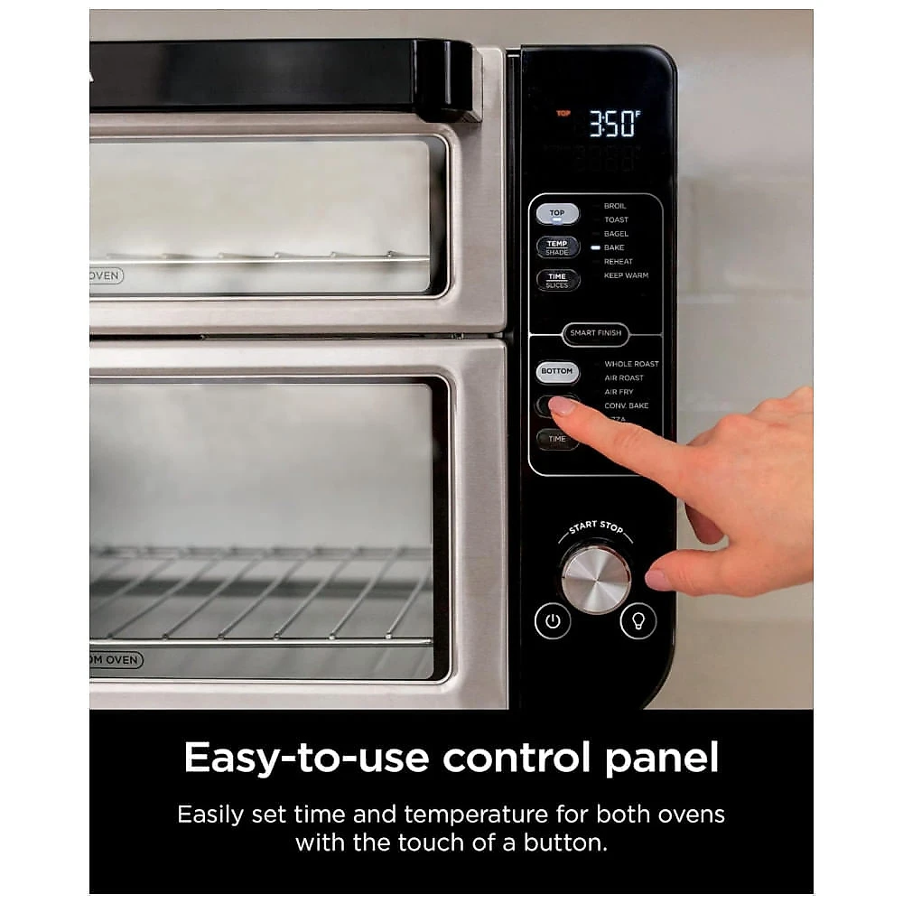 Forno Elétrico 12 em 1 com FlexDoor, FlavorSeal, Material de Aço Inoxidável, Forno Duplo e Tela LCD, 110V 1800W, Ninja DCT401, Prata 110v