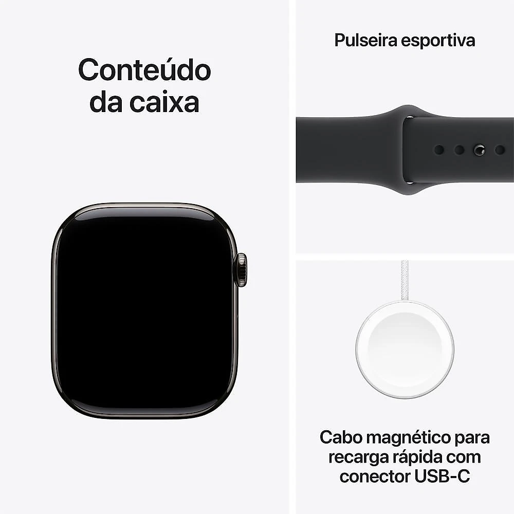 Apple Watch Series 11 GPS + Cellular - Caixa ardósia de titânio – 46 mm - Pulseira esportiva preta – P/M