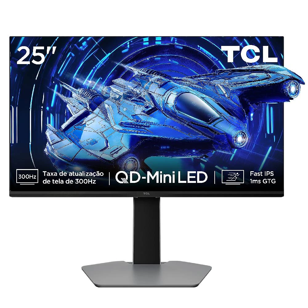 Monitor Gamer TCL 25 Polegadas QD-Mini LED Full HD G64 300Hz 1ms (GtG) Freesync HDR 600 nits 25G64