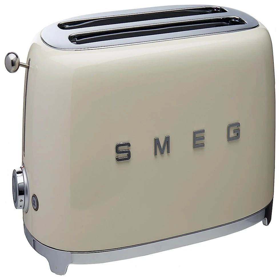 Torradeira Elétrica Retrô 4 Fatias em Aço Inoxidável, 110V 950W, Smeg, Creme