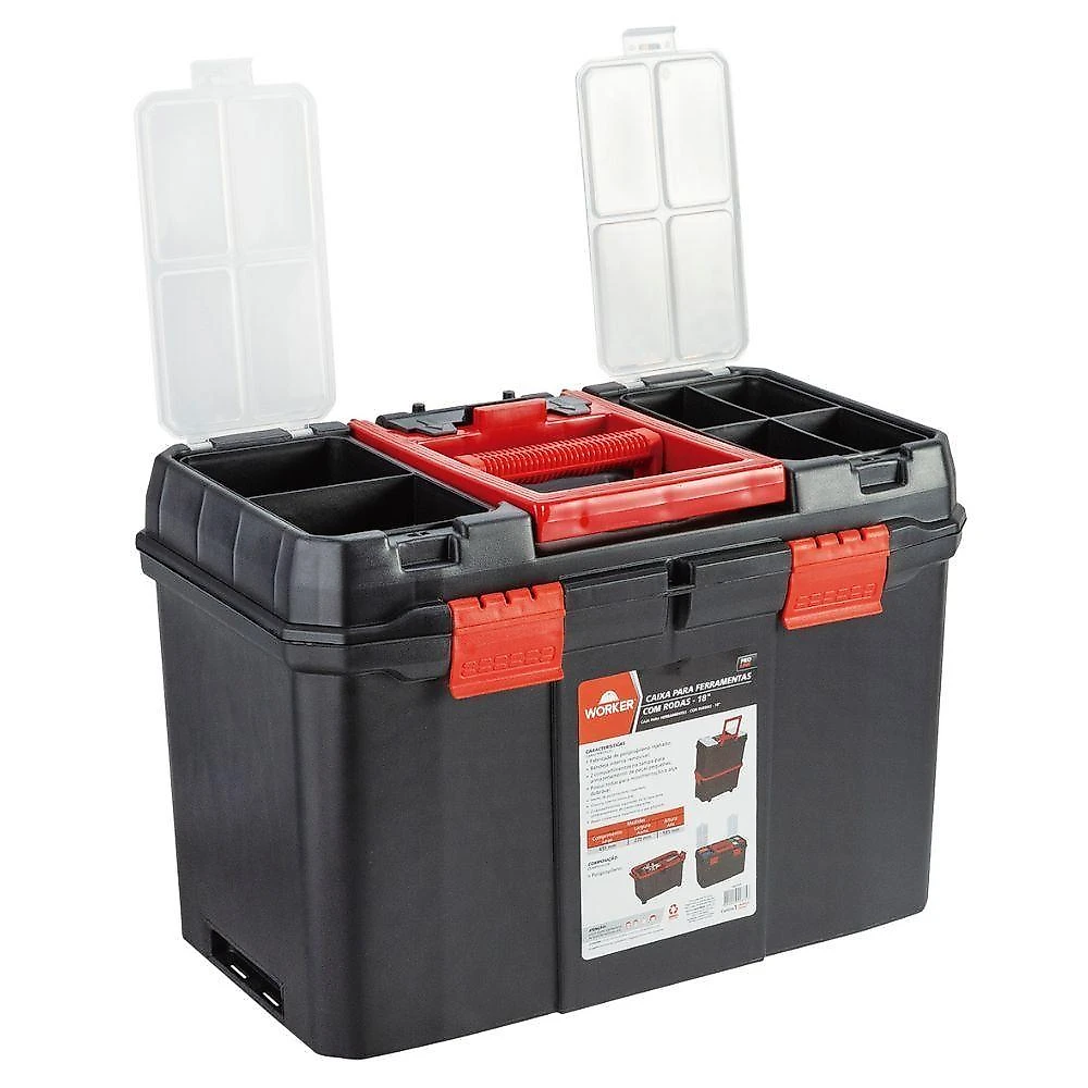 Caixa Plástica Para Ferramentas 18'' Com Rodas Worker