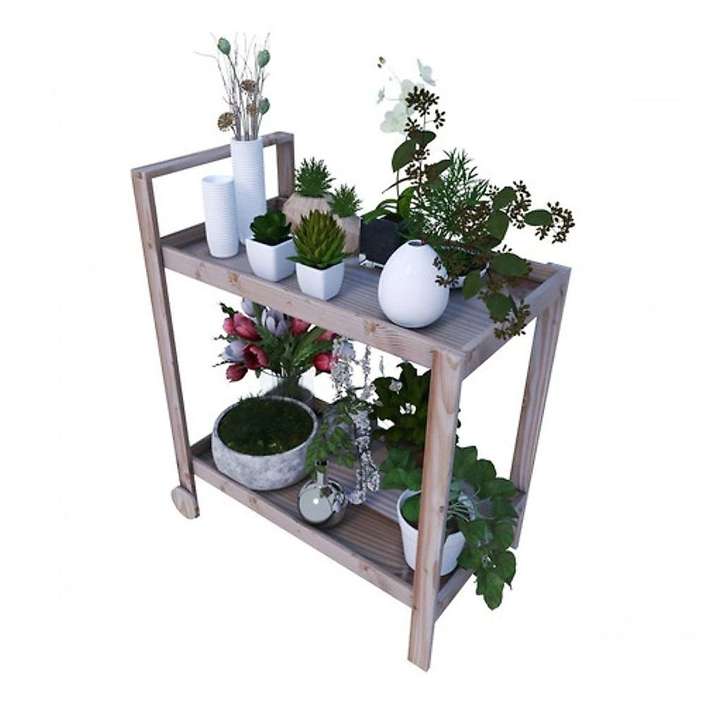 Carrinho Auxiliar de Serviço Gourmet 3 Prateleiras Madeira Pinus 64CM Amadeirado Technox