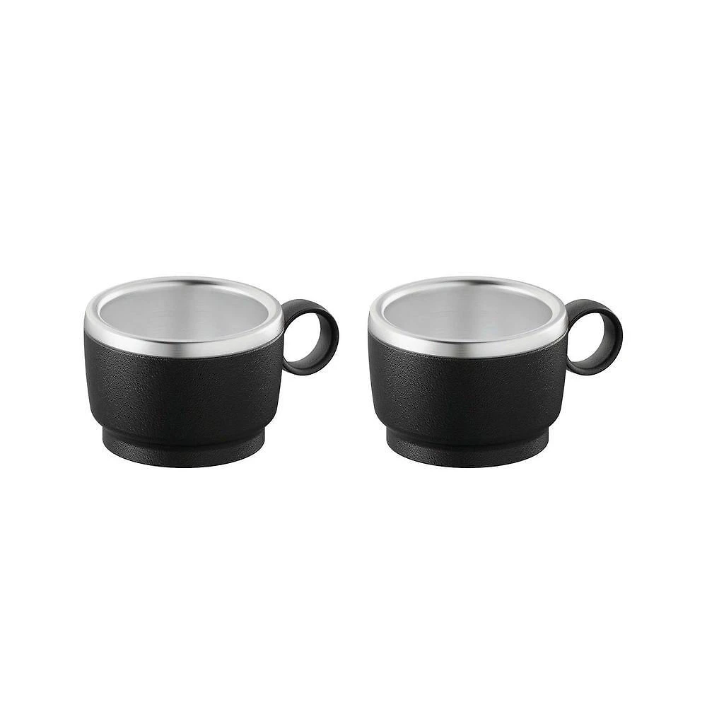Xícara para Café Conjunto Tramontina Empilhável em Aço Inox com ABS Preto 2 Peças 80ML