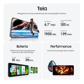 Smartphone Samsung Galaxy S24 FE Cinza, Processador Exynos 2400e, 256GB, 8GB RAM, Câmera Tripla 50MP com Inteligência Artificial e Tela 6.7’’
