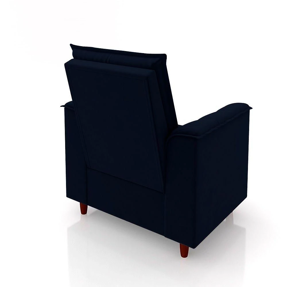 Miniatura Poltrona Decorativa Estofada Confortável Sala Isis Veludo Azul Marinho