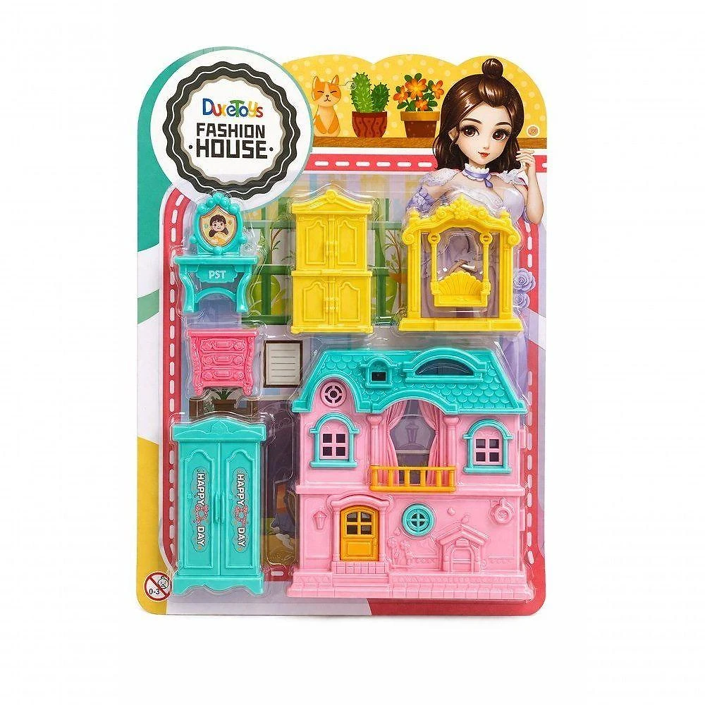 Casinha de Boneca Fashion House com Móveis 6 Peças Colorido Dute Toys