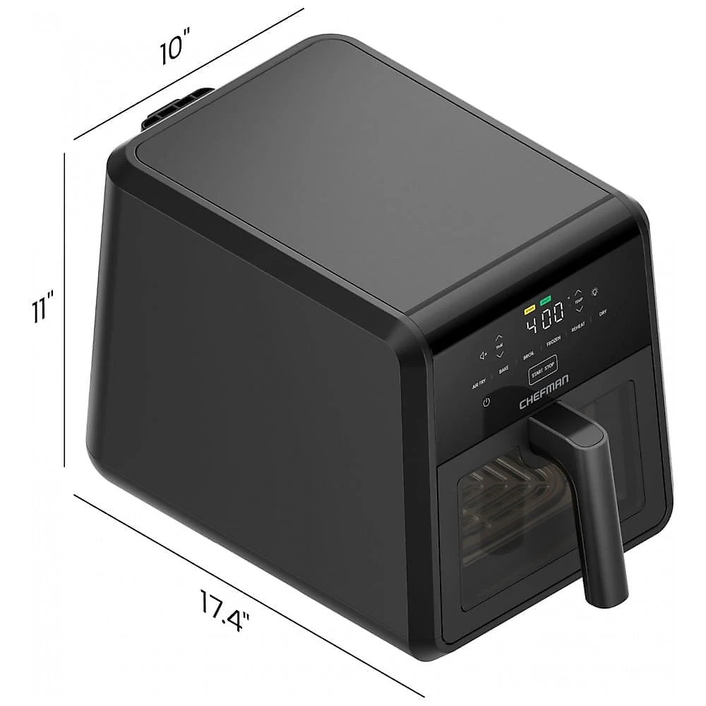 Fritadeira Elétrica Chefman TurboFry 6.6 L Preto Janela Visor 6 Funções 1750W 120V