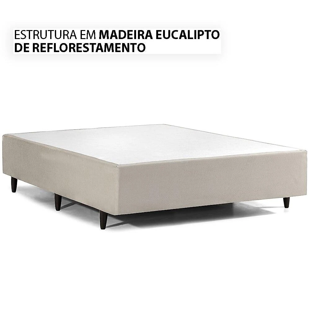 Cama Box Suede Casal Herval Channel Bambu, 72x138x188 cm, Molas Ensacadas Cama Box Suede Casal, Molas Ensacadas Herval Channel Bambu, 72x138x188 cm, Bege e Branco