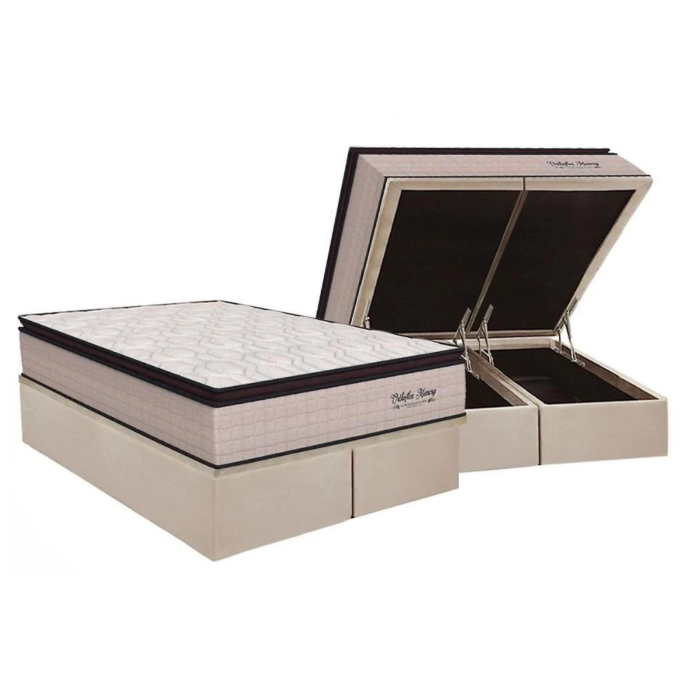 Cama Box Baú King: Colchão Molas Ensacadas Orthoflex Memory Hp + Base Crc Suede Clean (193x203)