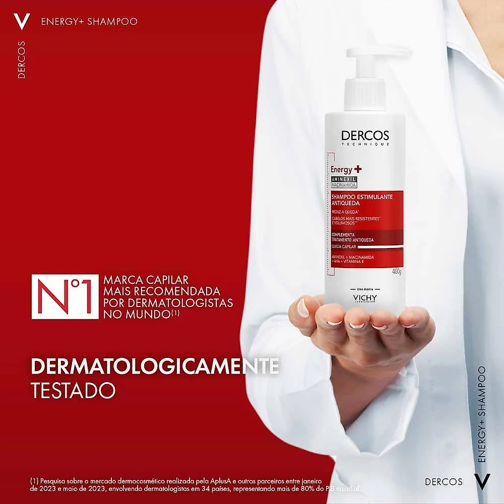 Shampoo estimulante antiqueda vichy dercos energy+ para cabelos fracos e quebradiços 400g