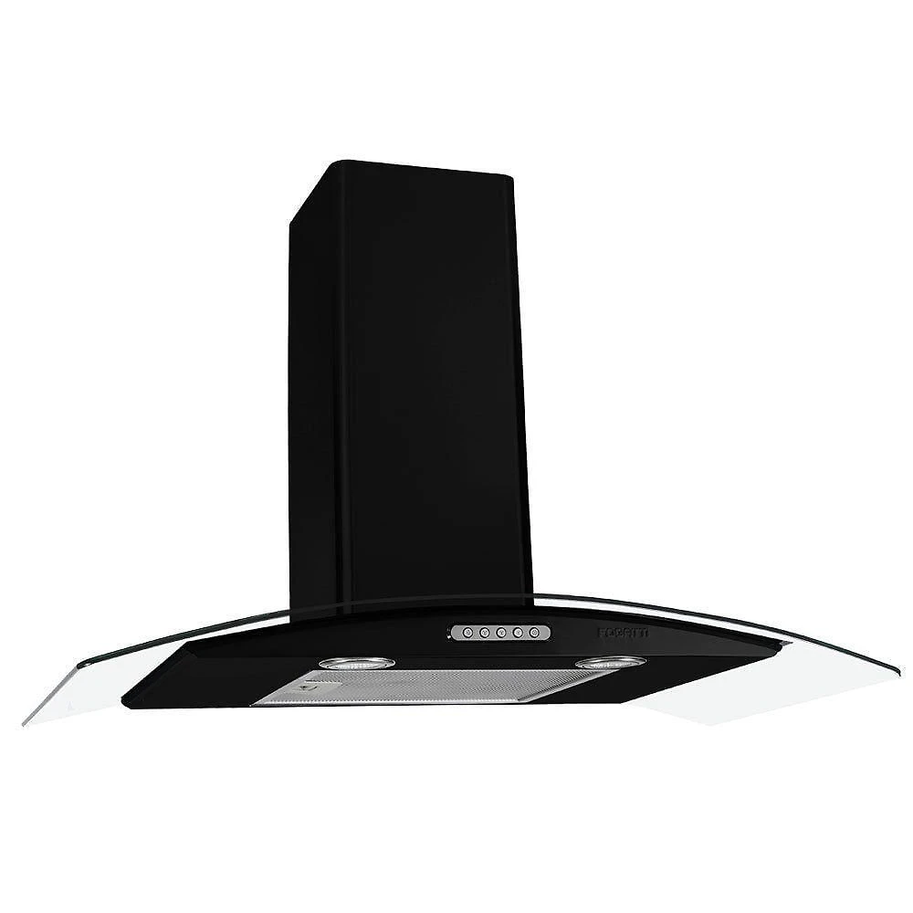 Coifa De Parede 80cm Vidro Curvo Duto Slim Fogatti Black 220V