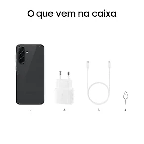 Smartphone Samsung Galaxy A36 5G Preto 128GB, 6GB RAM, Câmera Tripla até 50MP, Tela Super AMOLED 6.7", IP67, NFC, Recursos AI e Snapdragon 6 Gen 3