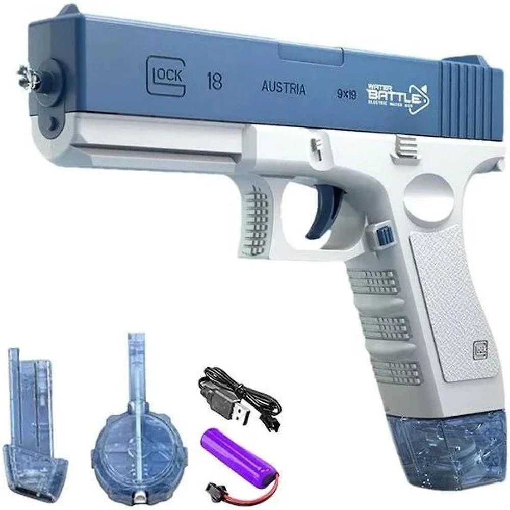 Arma De Agua Elétrica Automática 2 Pente Carregável - Azul