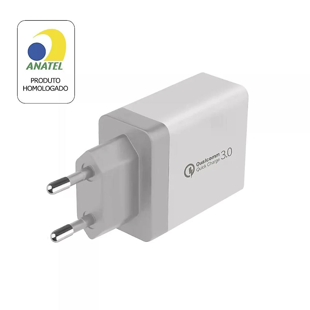 REEMBALADO - Carregador Turbo Triplo até 18W - Branco - Gshield