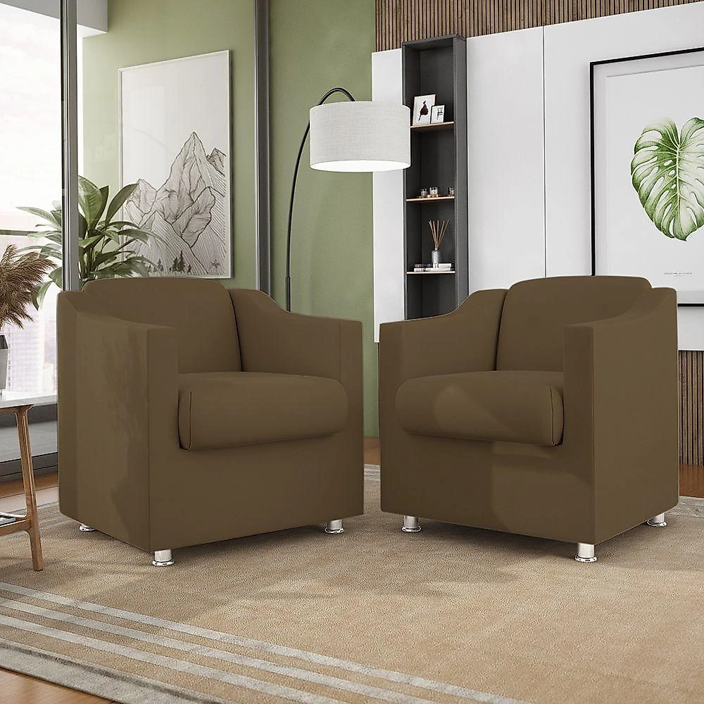 Kit 08 Poltronas Tilla Consultório Recepção Sala Suede Cor:marrom