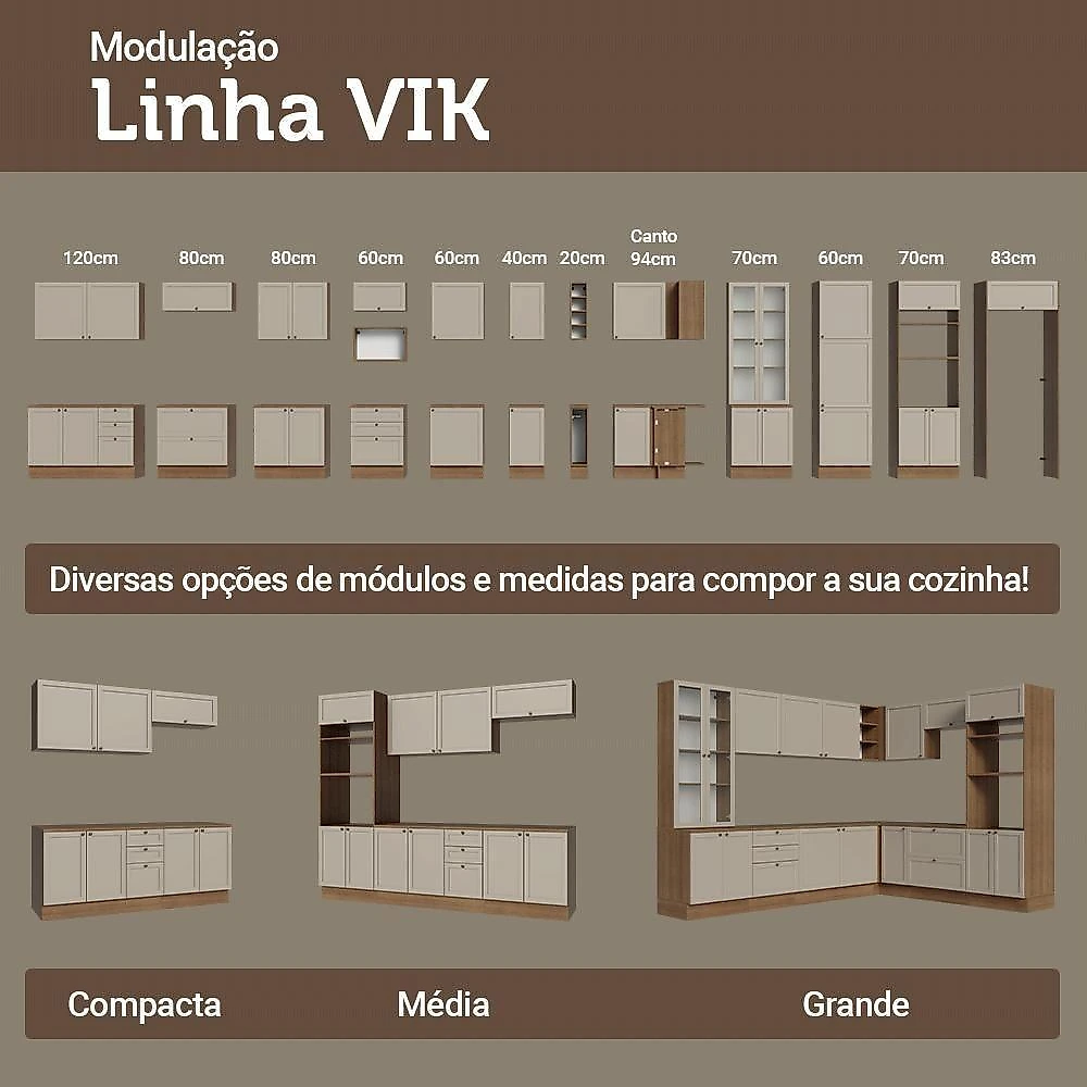 Armário Aéreo 80 Cm 2 Portas Rustic-crema Vik Madesa Rustic-crema