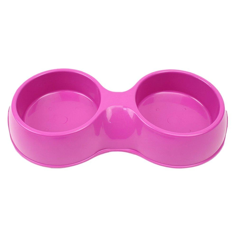Comedouro Plástico Pop Duplo Rosa - 1100 mL