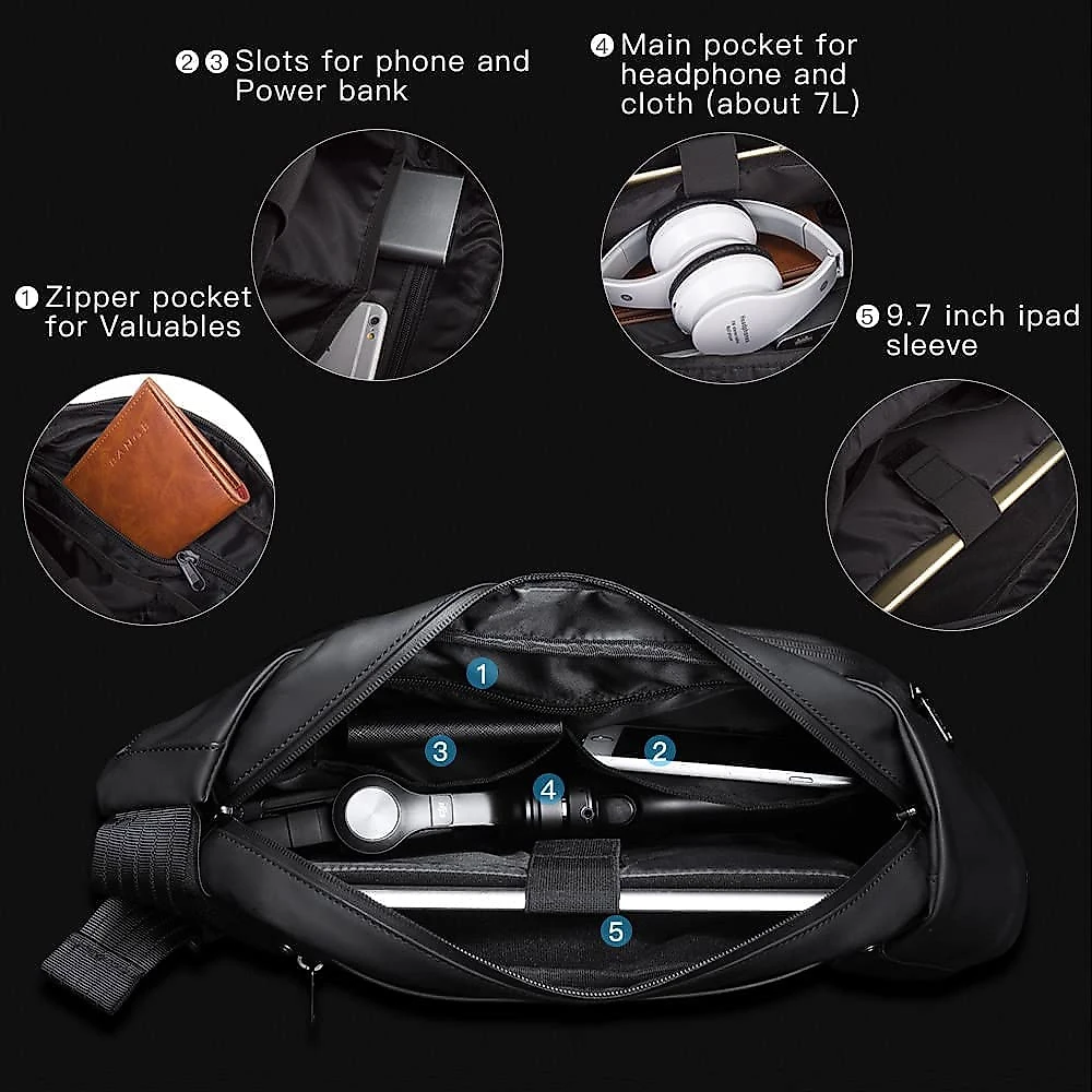 BANGE Mochila para Ciclismo Caminhada e Bolsa de Ombro 24 cm Preta