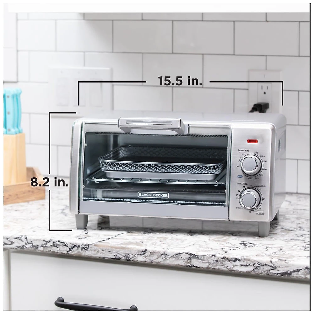 Forno Elétrico BLACK+DECKER Crisp N Bake Air Fry, 5L, 4 Pães, 5 Funções, Pizza 23cm, Timer 30min, Assa, Grelha, Frita