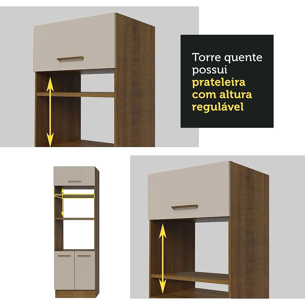 Armário de cozinha completa 270cm agata madesa 07 branco/crema