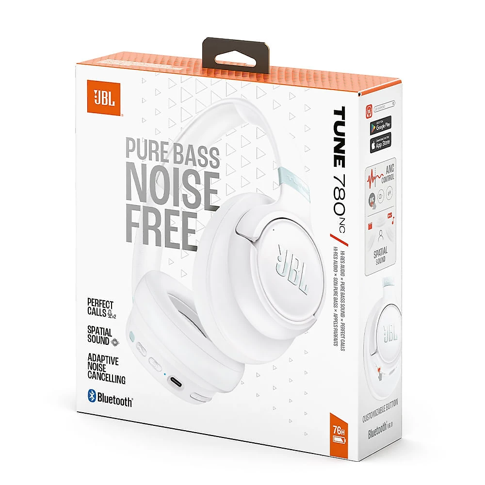 Fone de Ouvido Bluetooth JBL Tune 780NC Over Ear Branco com Noise Cancelling Bivolt