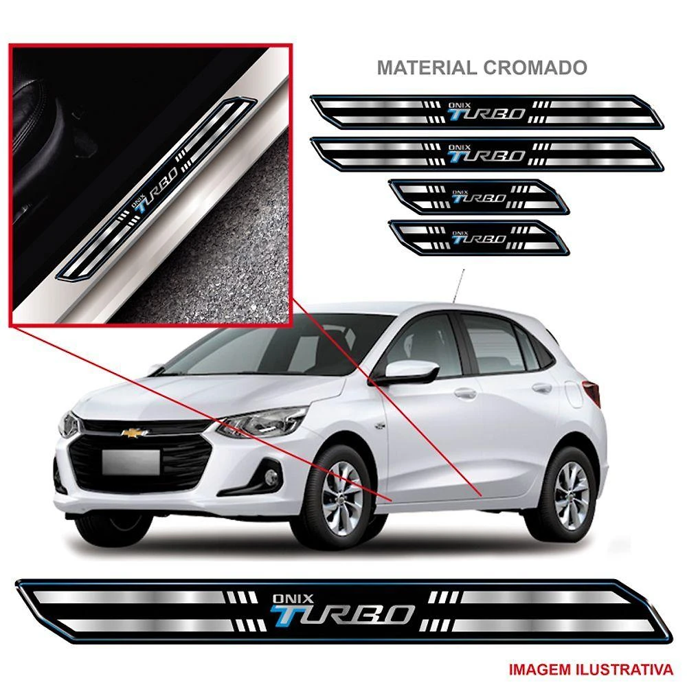 Kit Jogo Soleira Protetor Carro Turbo Onix Resinado Preto