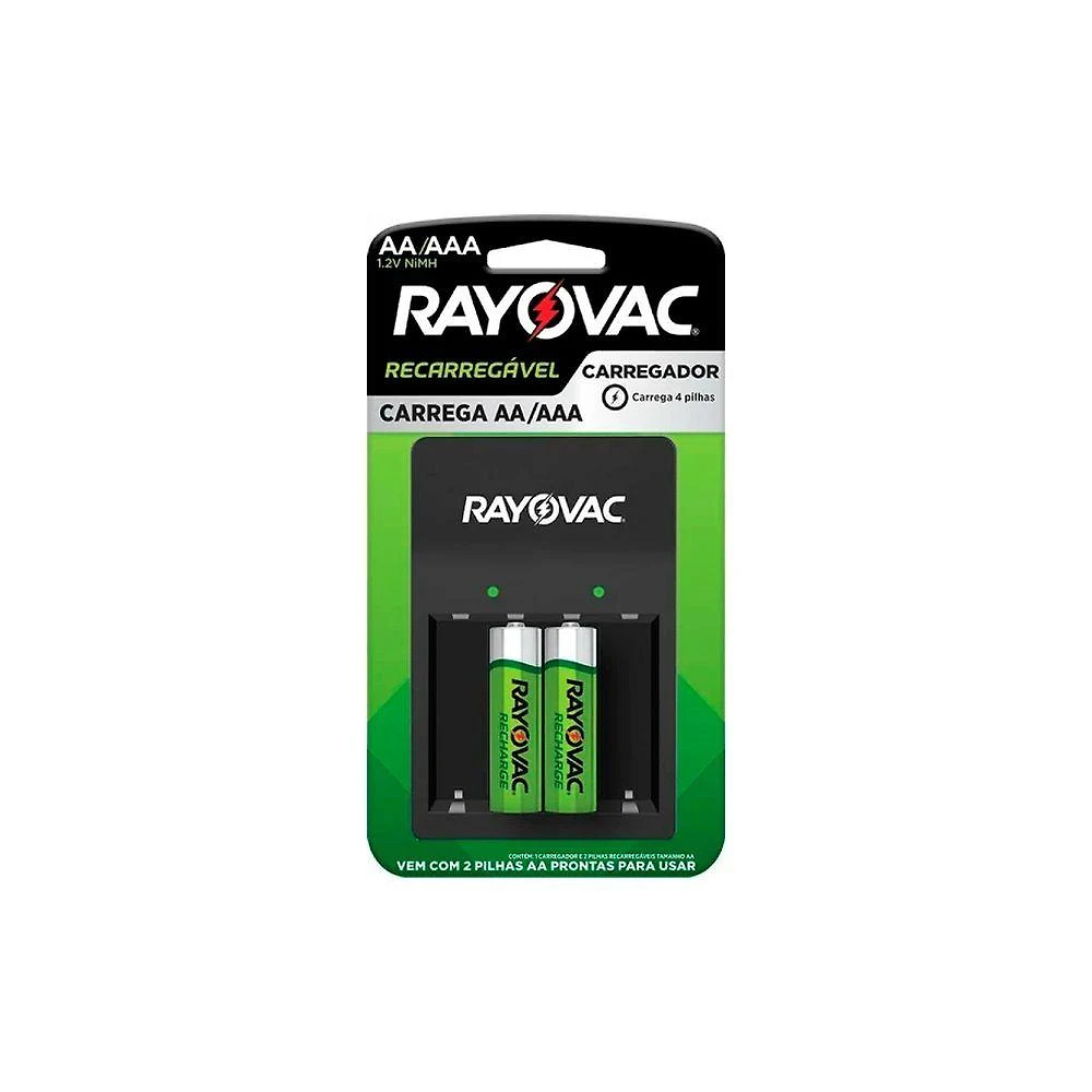 Carregador Rayovac Usb Sm-4 para Pilhas Recarregáveis Nimh Aa e Aaa com 2 Unidades