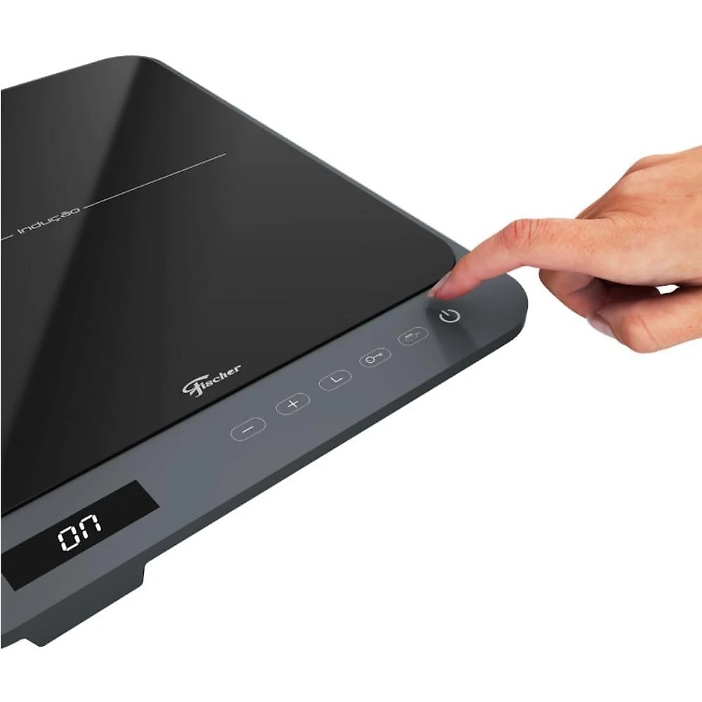 Cooktop de Indução Portátil Fischer Eiger 1 Boca Touch Screen Cinza Bivolt