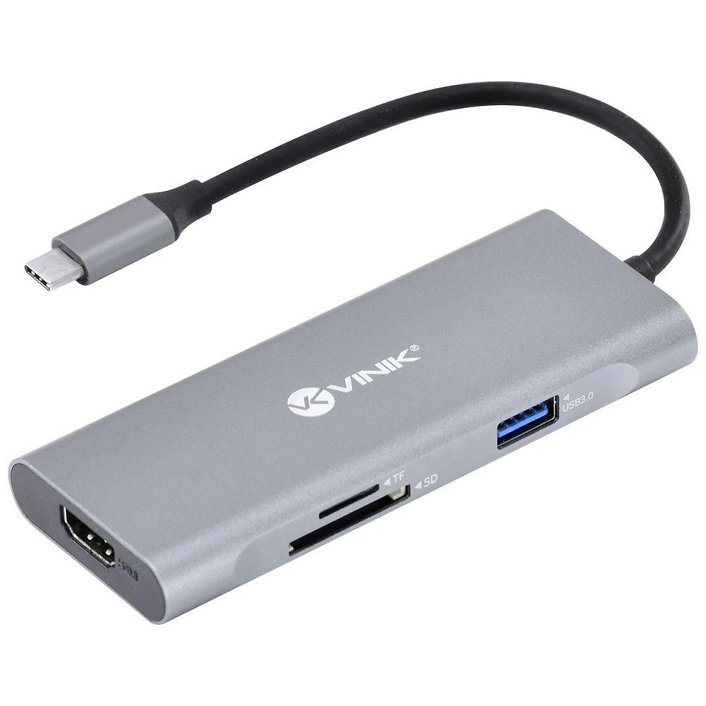 Hub Usb Tipo C - Type C 7 Em 1 Com 3 Usb 3.0 + Leitor De Cartao Sd-tf + Hdmi + Tipo C Power Delivery